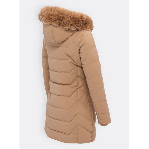 Dámská prošívaná bunda s kapucí béžová
