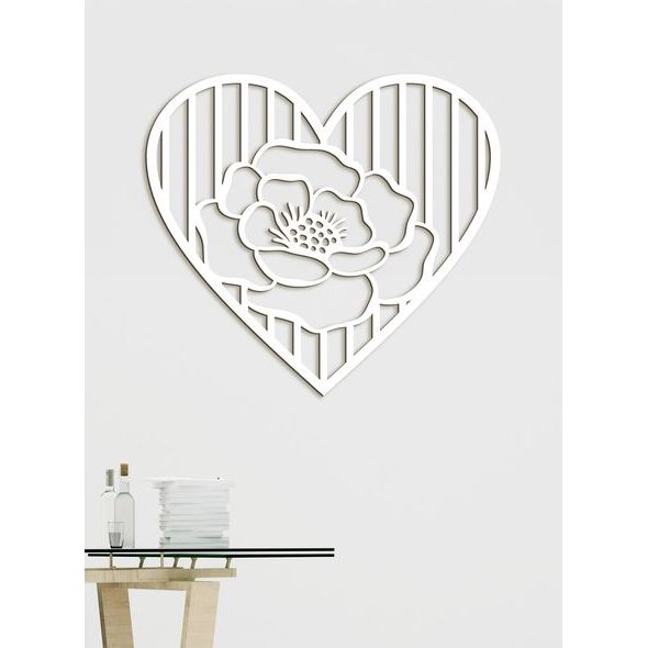 Dřevěný obrázek růže v srdci