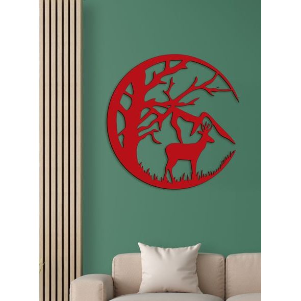 Dřevěná dekorace s motivem jelena