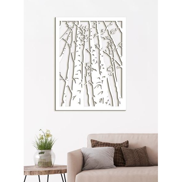 Dřevěný obrázek na stěně - silueta lesa