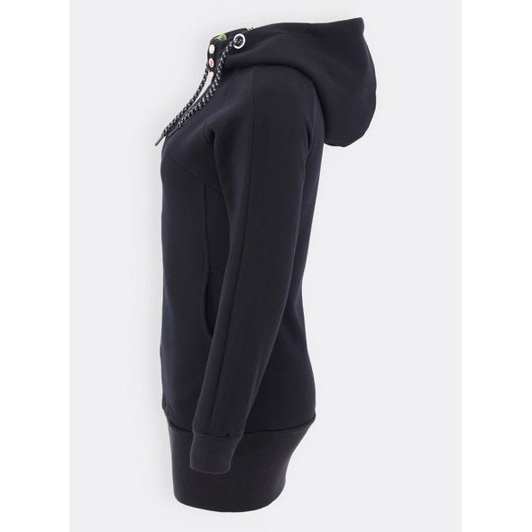 Čierna mikina s kvetinovou kapucňou