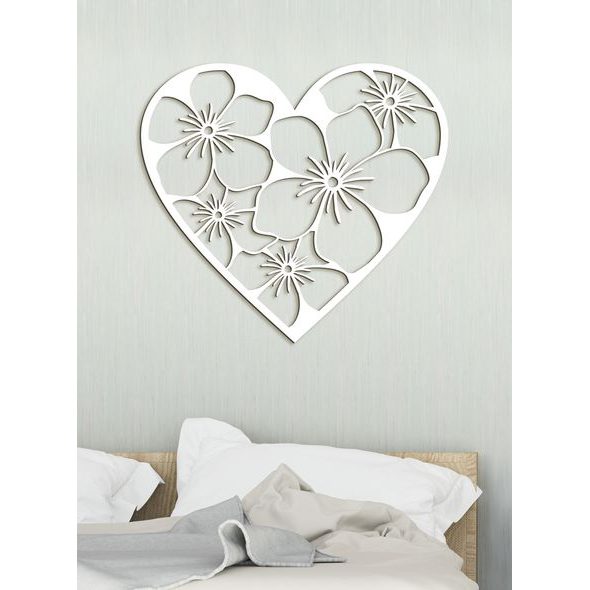 Dřevěný obraz Srdce plné květin