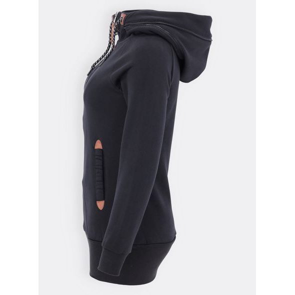 Čierna mikina s kvetinovou kapucňou