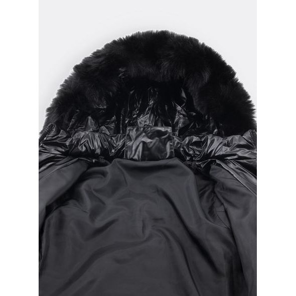 Dámská lesklá prošívaná bunda černá