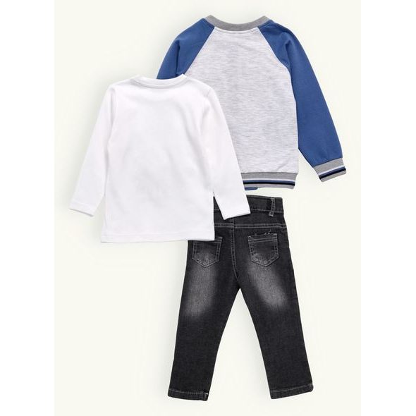 Dětská džínová souprava modro-grafitová