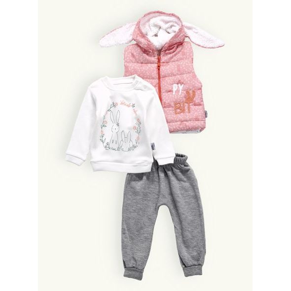 Dětská tepláková souprava ŠŤASTNÝ ZAJÍC pudrová