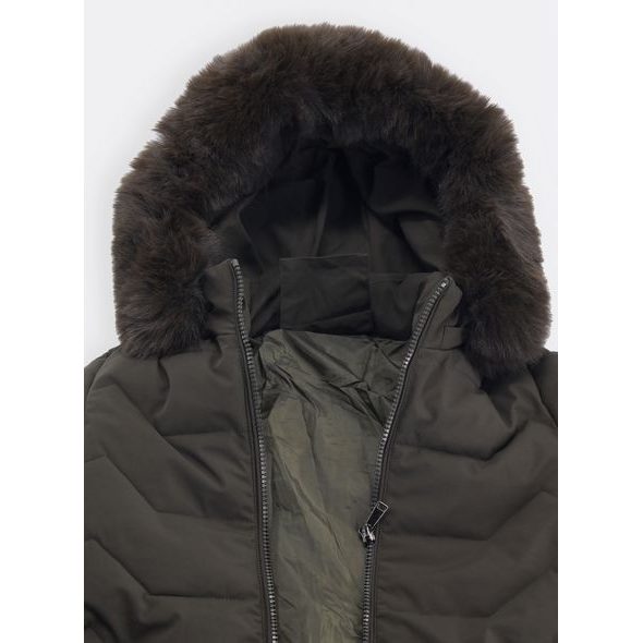 Dámská prošívaná bunda s kapucí tmavě zelená