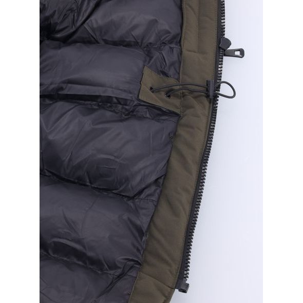 Pánská zimní bunda s kožešinou tmavě zelená