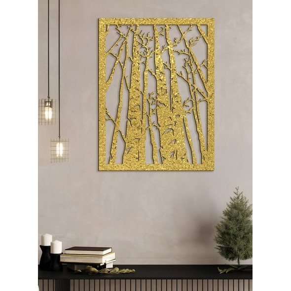 Dřevěný obrázek na stěně - silueta lesa