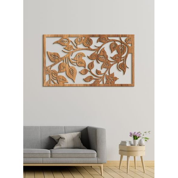 Dřevěný obraz na stěně Lístie