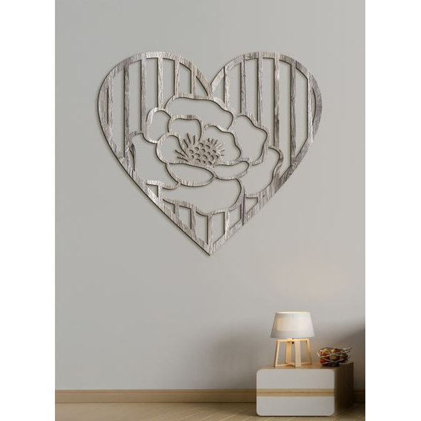 Dřevěný obrázek růže v srdci