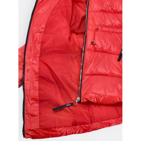 Dámska lesklá zimná bunda červená
