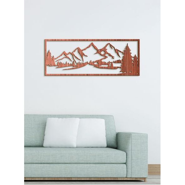 Dřevěný obraz hory