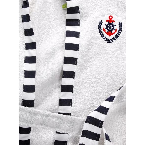 Detský námornícky župan bielo-tmavomodrý