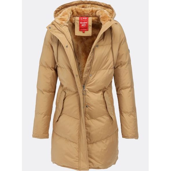 Dámska zimná bunda s kožušinovou podšívkou béžová