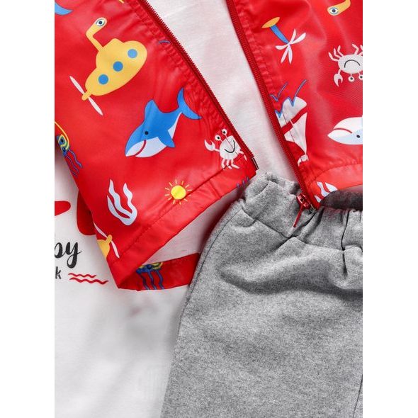 Detská vychádzková súprava OCEÁN červená