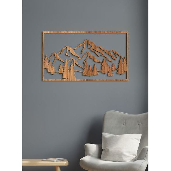 Dřevěná nástěnná malba Majestátní hory