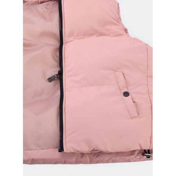 Dámská krátká prošívaná vesta pudrová