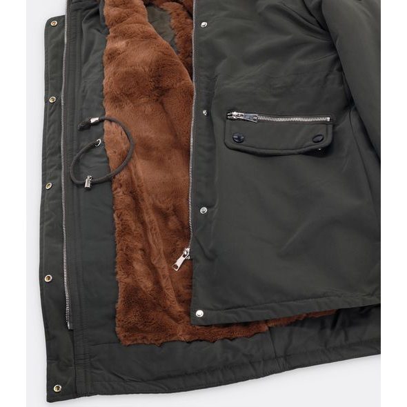 Zateplená dámská zimní bunda khaki