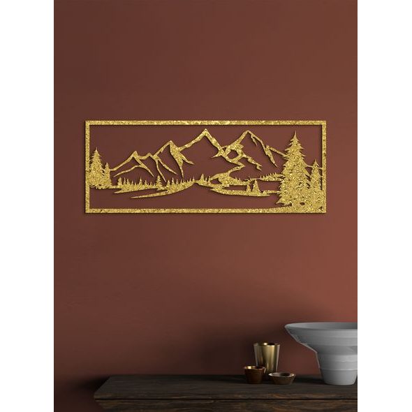 Dřevěný obraz hory