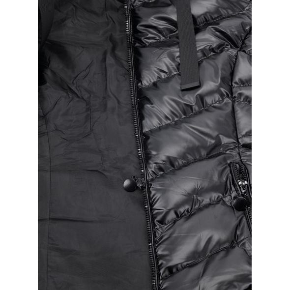 Dámská prošívaná bunda s kožešinou černá