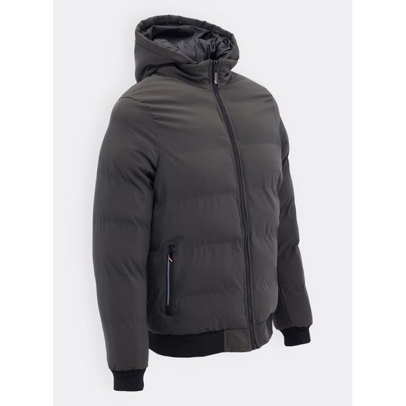Pánska zimná bunda s kapucňou tmavozelená