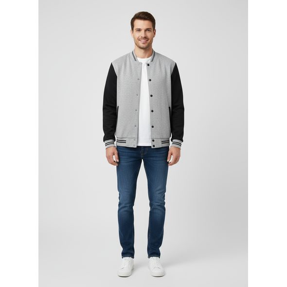 PÁNSKA BEJSBALOVÁ MIKINA SIVO-ČIERNA