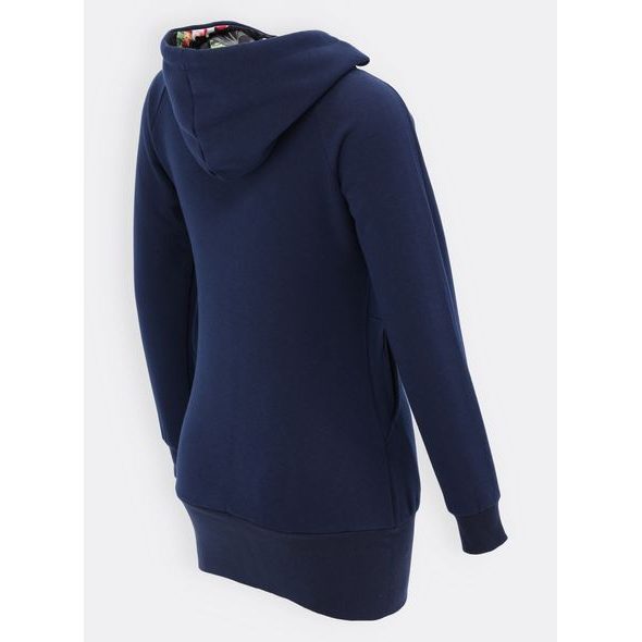 Tmavomodrá mikina s kvetinovou kapucňou