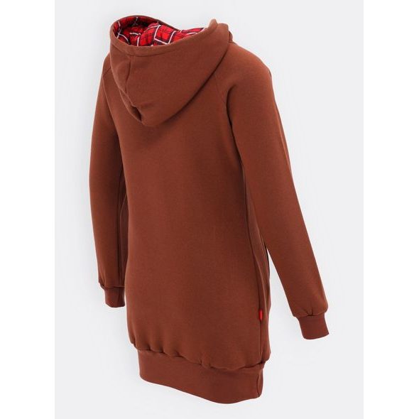Dámska predĺžená mikina s kapucňou hnedá