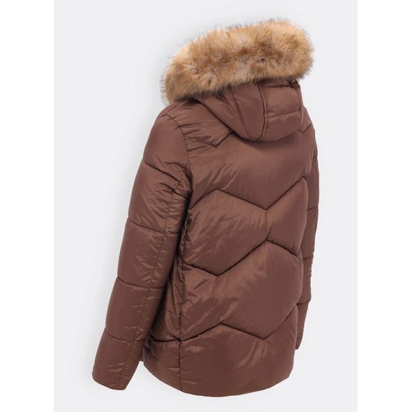 Dámská krátká prošívaná bunda hnědá