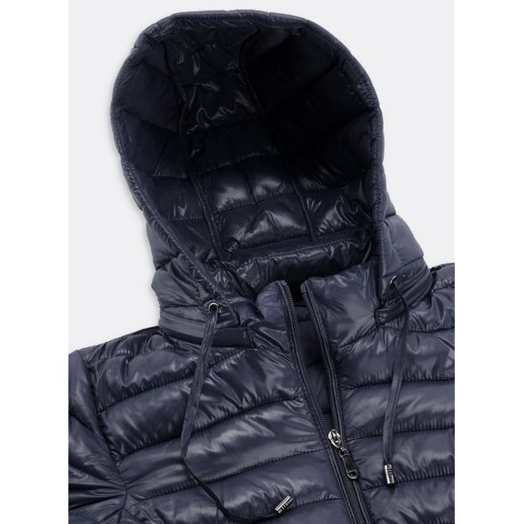 Dámská lesklá prošívaná bunda grafitová