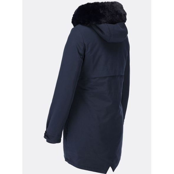 Dámska zimná bunda s kapucňou tmavomodrá