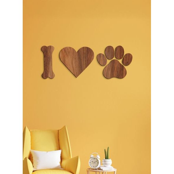 DREVENÝ NÁPIS "I ♥ DOG"