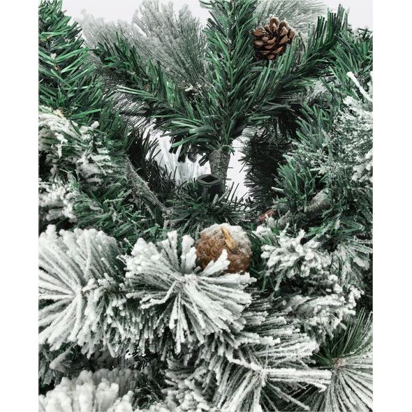 Umelý vianočný stromček Smaragdový rozmarín – Zasnežený so šiškami