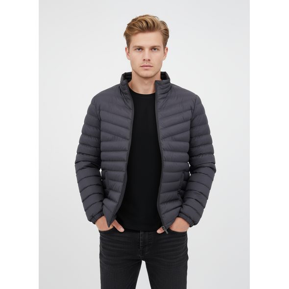 PÁNSKÁ PROŠÍVANÁ BUNDA GRAFITOVA