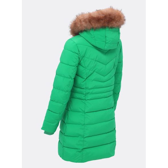 Dámska prešívaná zimná bunda s kapucňou zelená