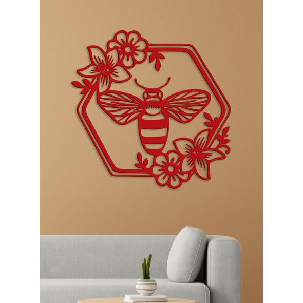 Dřevěný obraz Včela s květinami