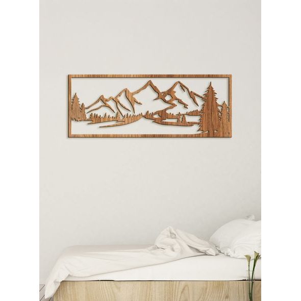 Dřevěný obraz hory