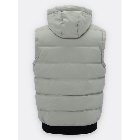 Pánska prešívaná vesta s kapucňou svetlozelená