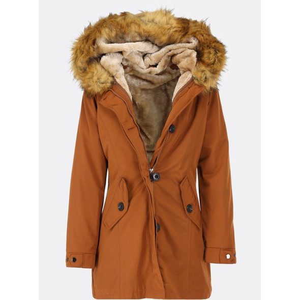 Zateplená dámská zimní bunda cihlová