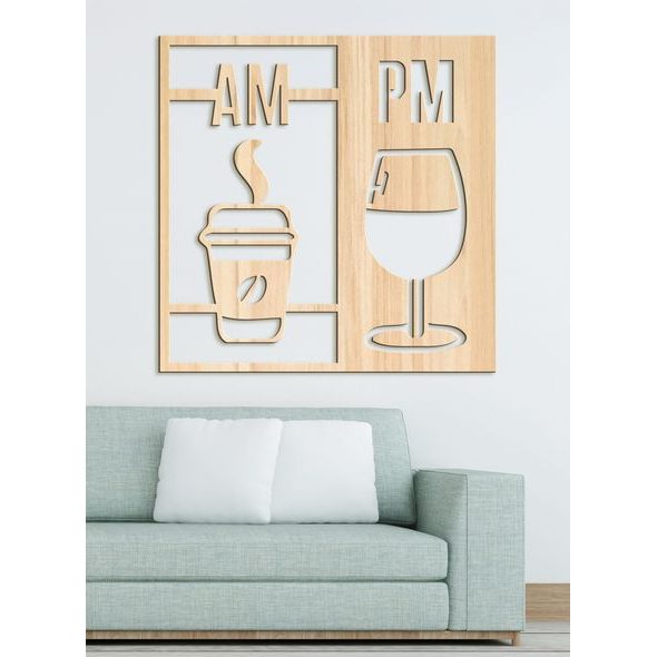 Drevená dekorácia Deň začína kávou a končí vínom