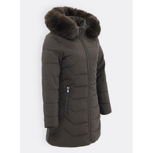 Dámská prošívaná bunda s kapucí tmavě zelená