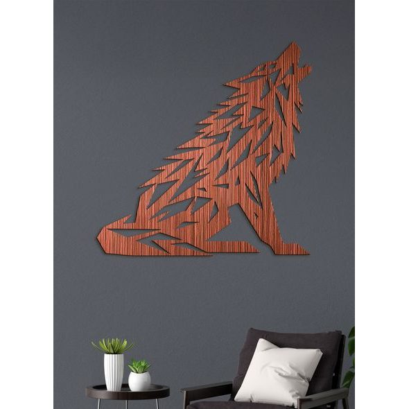 Dřevěný obraz Vytí vlka