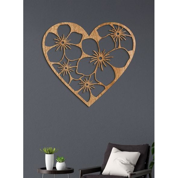 Dřevěný obraz Srdce plné květin