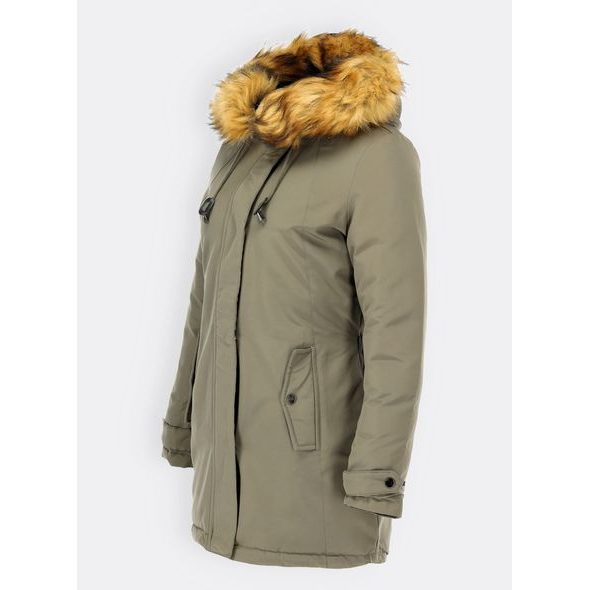 Dámská oboustranná zimní bunda khaki-černá