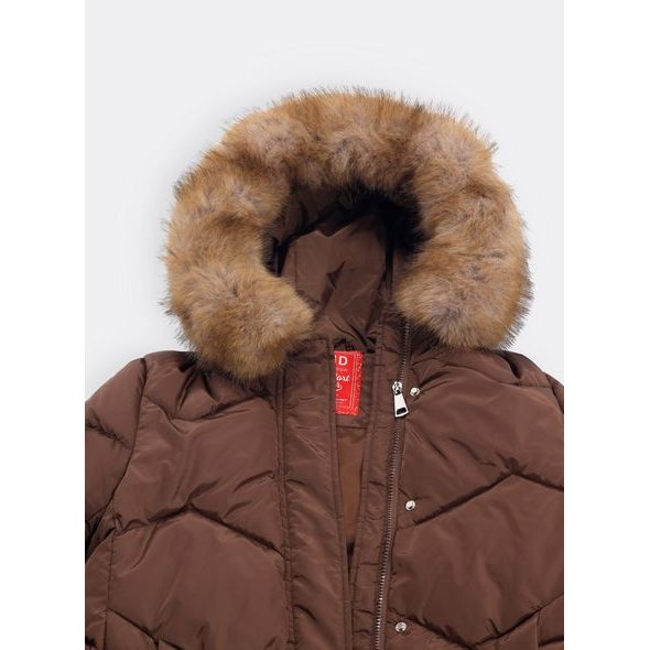 Dámská krátká prošívaná bunda hnědá
