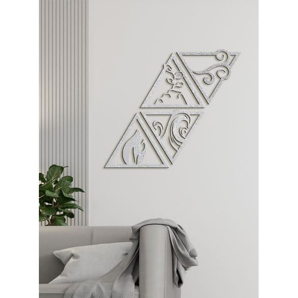 Dřevěný obrázek se symboly čtyř živlů