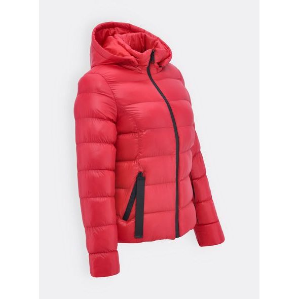 Dámská prošívaná bunda s kapucí červená