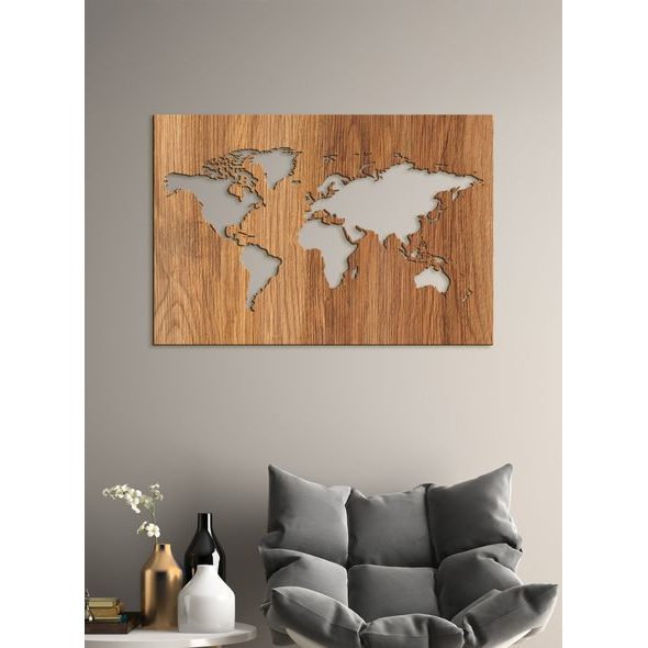 Dřevěné nástěnné umění Mapa světa