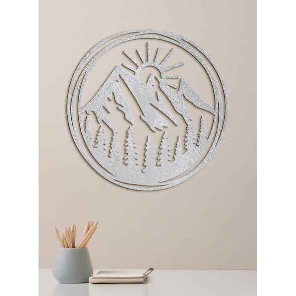 Dřevěný obraz Vycházející slunce nad horami